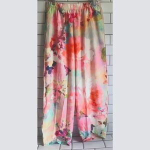 MISSLOOK Women’s Elastic Waist Floral Summer Pants Relaxed Fit Side Pockets 